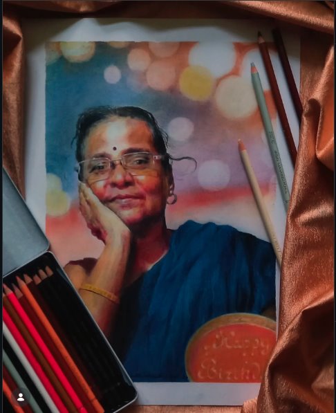 Colored pencil portrait artwork by WordsnPetals